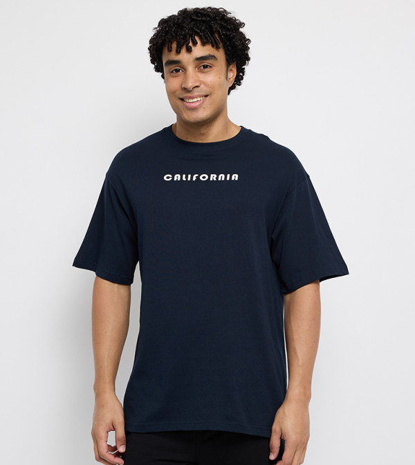 California Back Printed Crew Neck Oversized T-Shirt