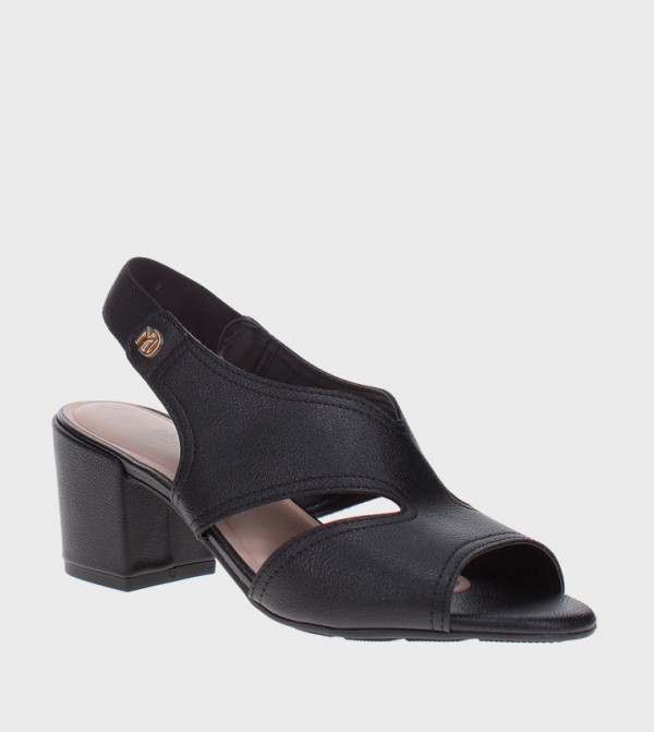 Solid Peep-Toe Block Heel Sandals