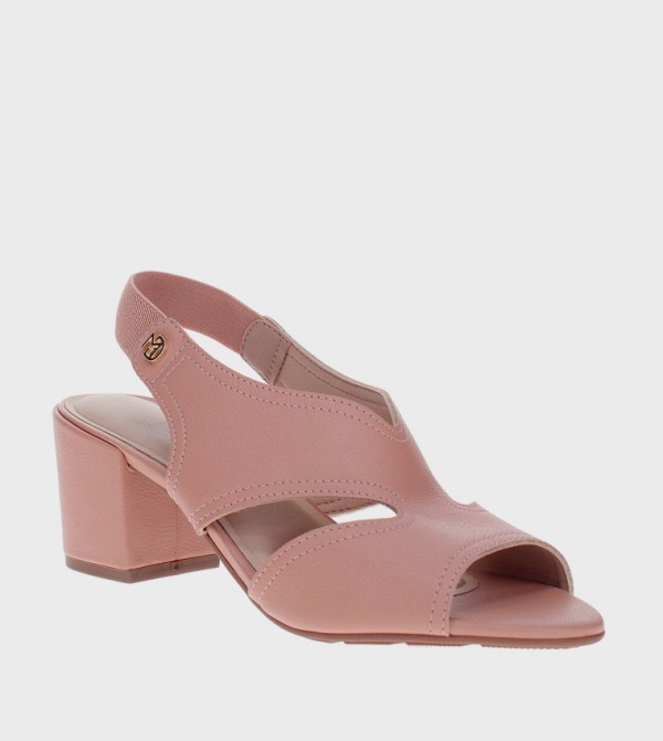 Solid Peep-Toe Block Heel Sandals