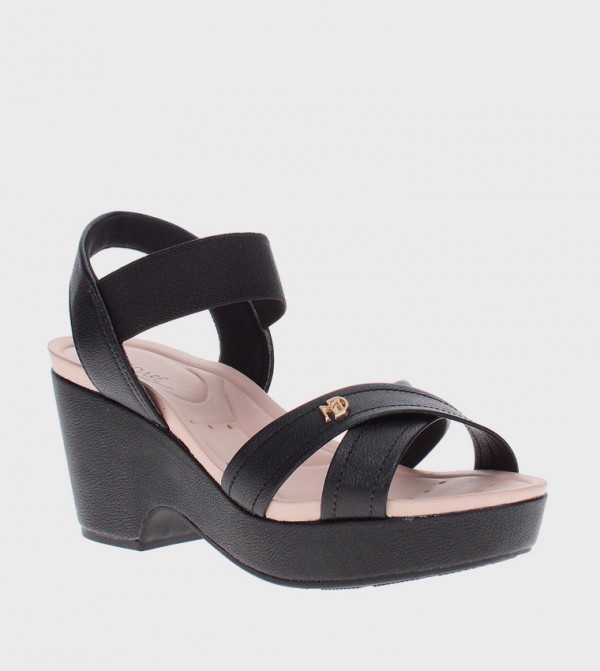 Textured Ankle Loop Platform Sandals