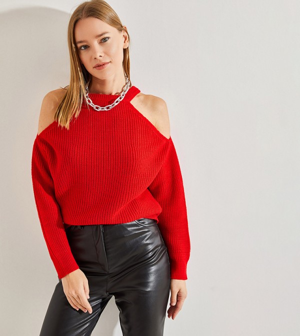 Knitted Cold Shoulder Top