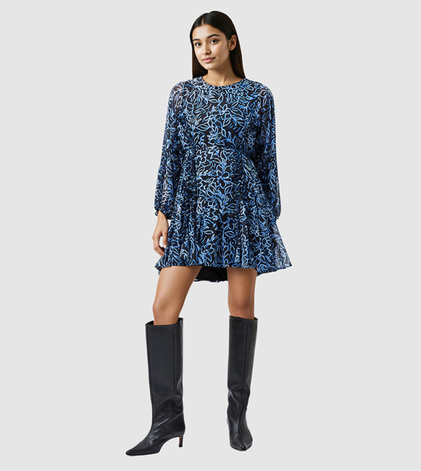 فستان قصير آنا شيفون بطبعة إيمينا