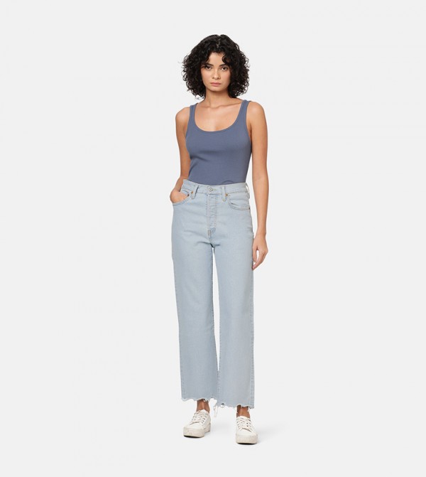 RIBCAGE Straight Fit Ankle Jeans