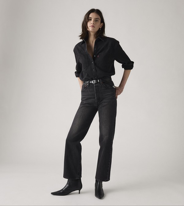 Ribcage Washed Straight Fit Jeans