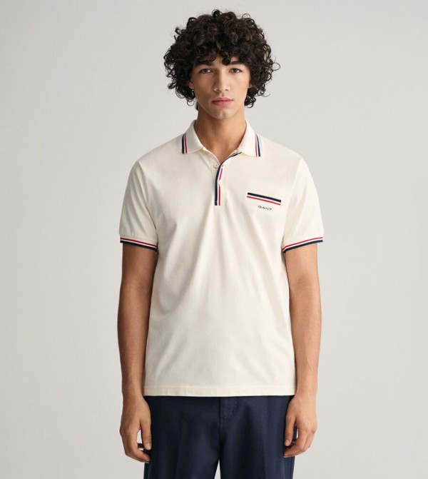 Short Sleeves Tipped Pique Polo T-Shirt