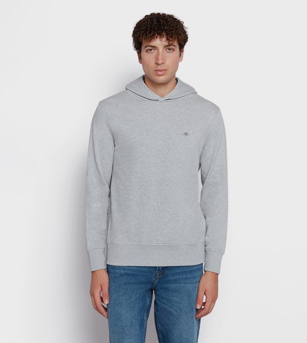 Shield Logo Detail Long Sleeves Hoodie