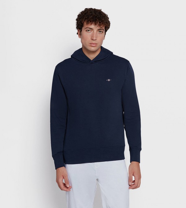 Shield Logo Detail Long Sleeves Hoodie