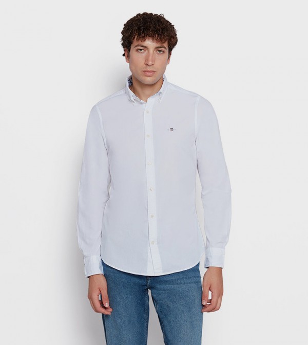 Logo Detail Long Sleeves Slim Fit Shirt