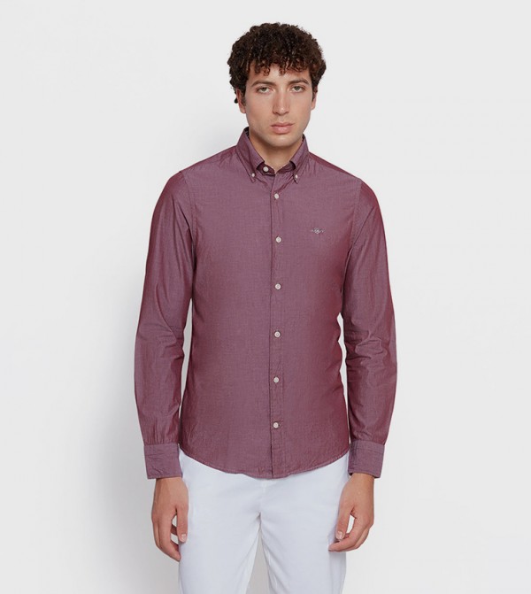 Logo Detail Long Sleeves Slim Fit Shirt