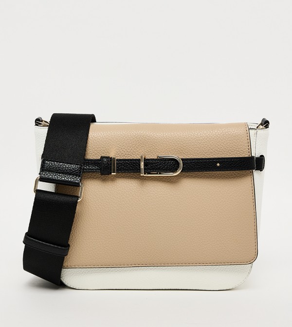 PENELOPE CLRBLK Textured Flap Crossbody Bag