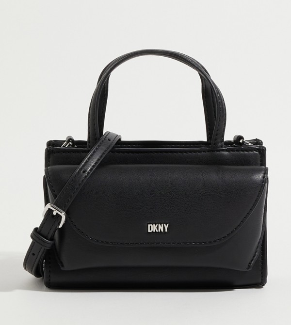 Buy Dkny Textured Top Handle Crossbody Bag With Flap In Black 