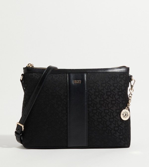 Buy Dkny Monogram Patterned Convertible Crossbody Bag In Black