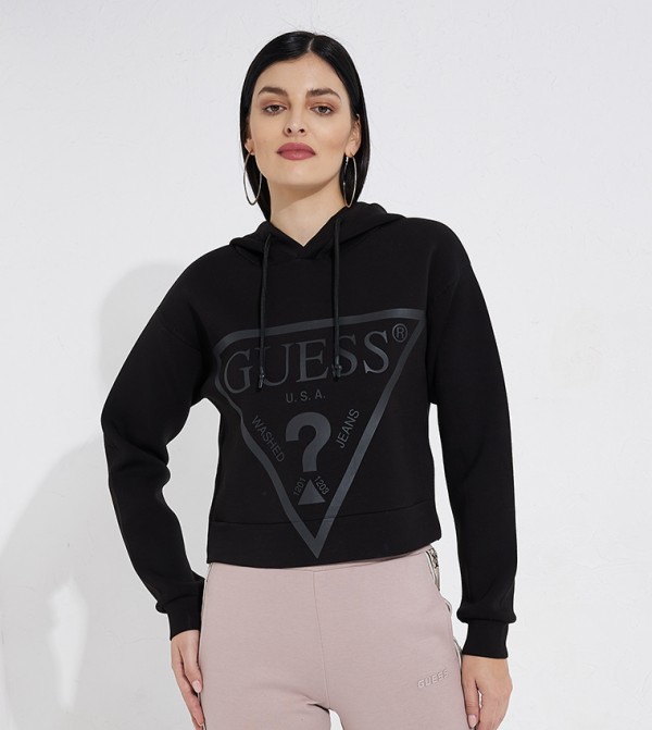 Buy Guess New Alisa Logo Detail Hoodie In Black