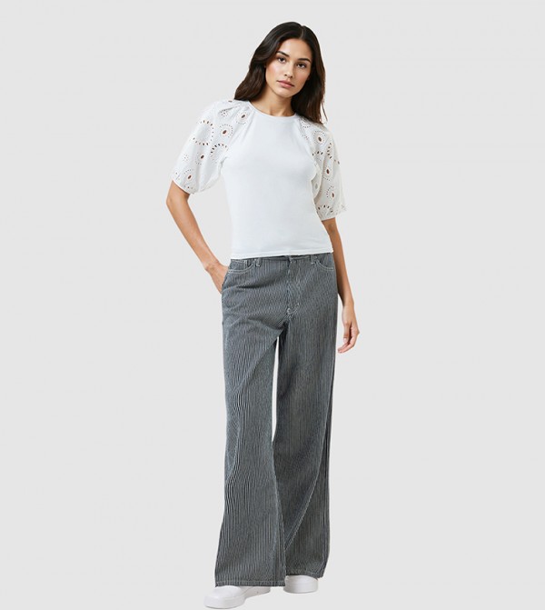 ROSANA Anglaise Puff Sleeves Top