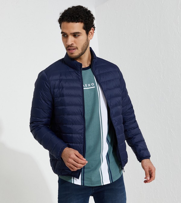 Buy Aeropostale Long Sleeves Fashion Casual Winter Jacket In Blue