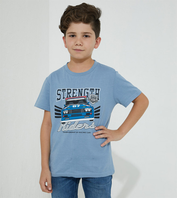 Buy Aeropostale Printed Regular Fit T Shirt In Blue | 6thStreet UAE