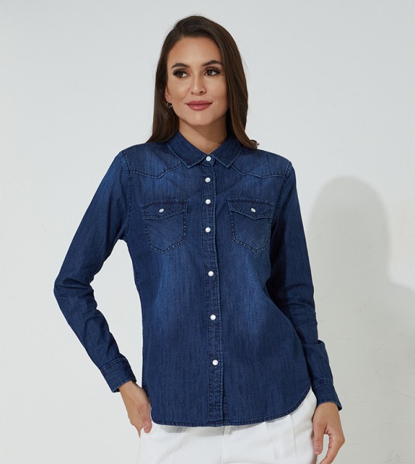 Girl denim button down shirt sales