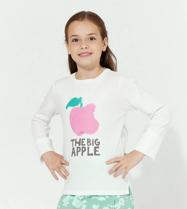 Sequins Detail Long Sleeves T-Shirt