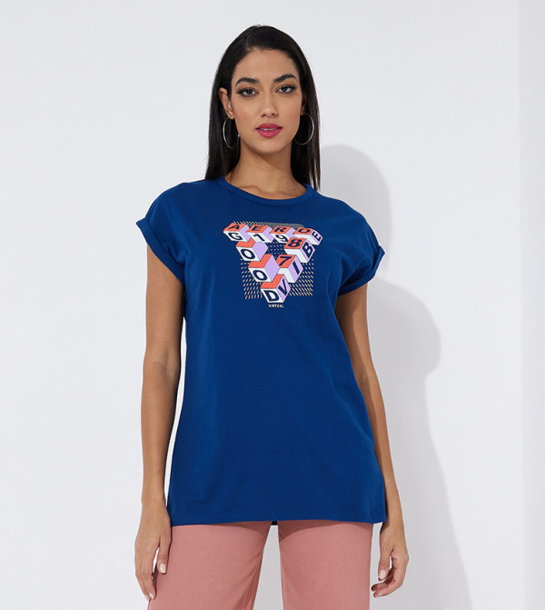 Aero Girl's Puff Printed Regular Fit T-Shirt