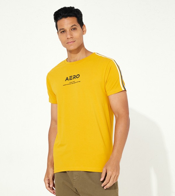 Buy Aeropostale Aero Guys Crew Neck Graphic T Shirt In Yellow