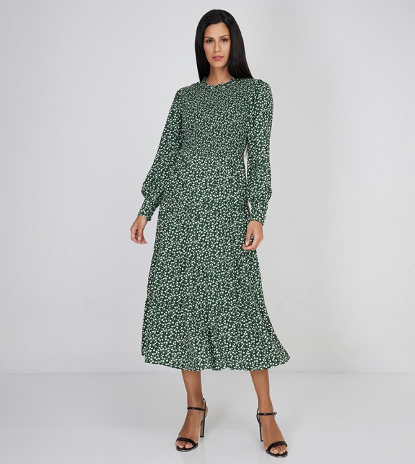 Aero Girls All Over Print Long Sleeves Midi Dress