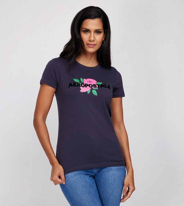Aero Girls Logo Printed Regular Fit T-Shirt