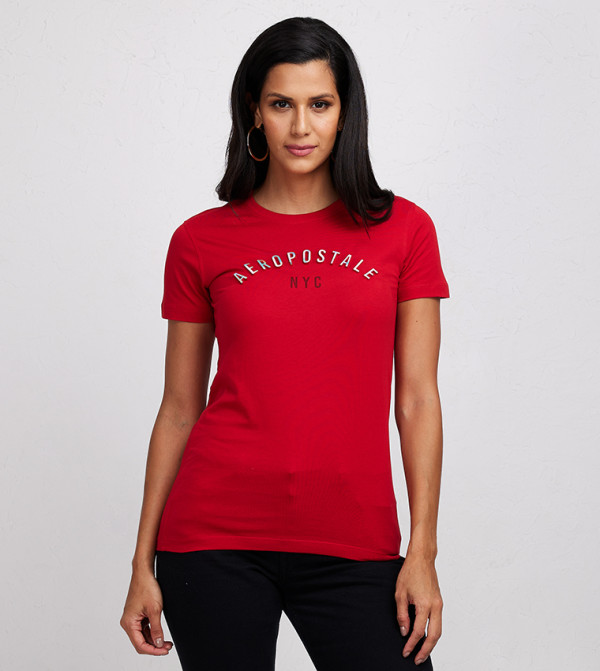 Buy Aeropostale Aero Girls Logo Printed Regular Fit T Shirt In Red ...