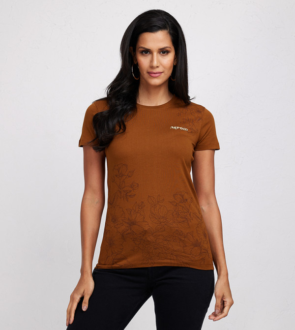 Buy Aeropostale Aero Girls Logo Printed Regular Fit T Shirt In Brown ...