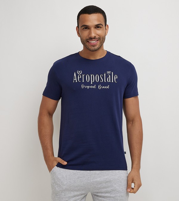 Buy Aeropostale Aero Men s Logo Printed T Shirt In Blue 6thStreet UAE