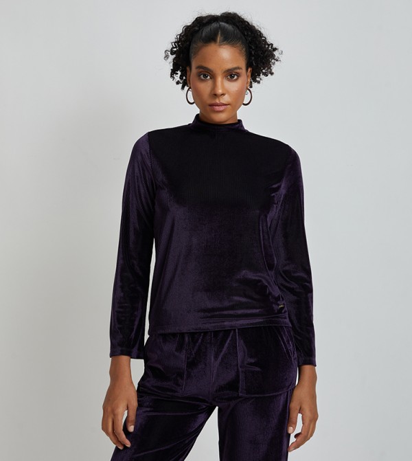 Aero Ribbed Mock Neck Top