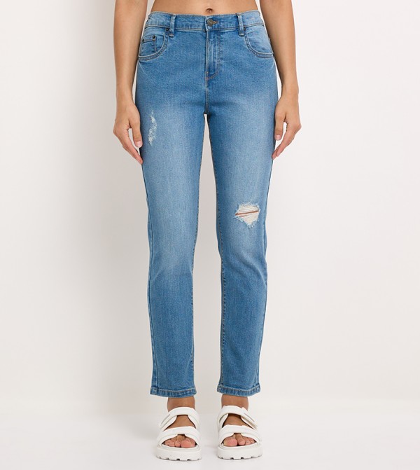 Aero Women's Ripped Boyfriend Fit Jeans