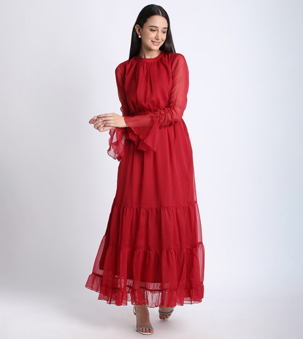 Aero Women Ruched Tiered Dress