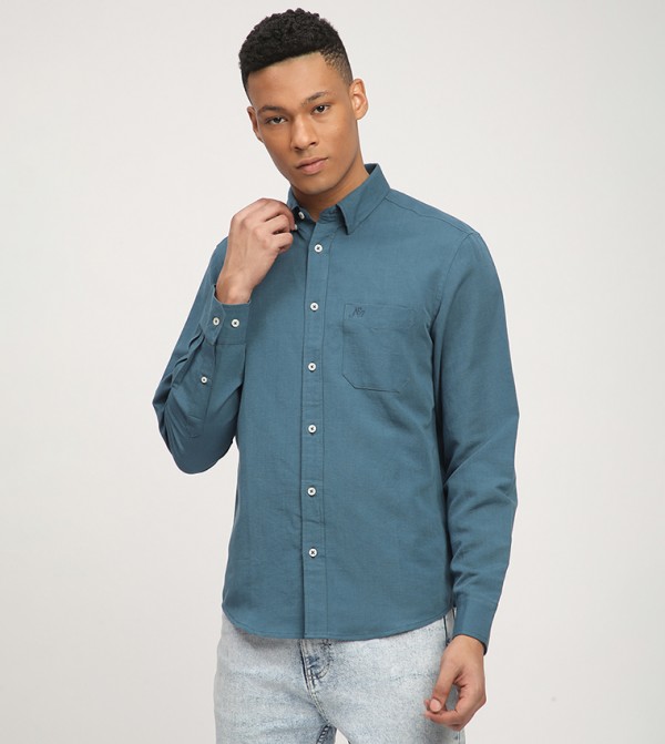 Aero Men's Logo Embroidered Long Sleeves Shirt