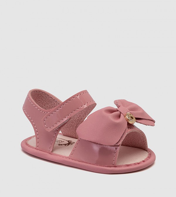 Bow Applique Velcro Closure Sandals