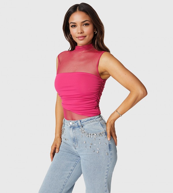 Draped Knit Bodysuit Top