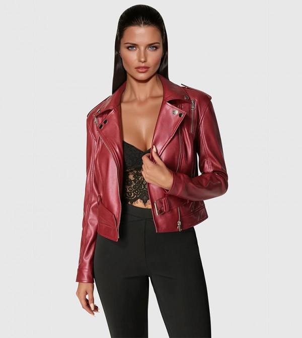 Metallic Vegan Leather Motocycle Jacket