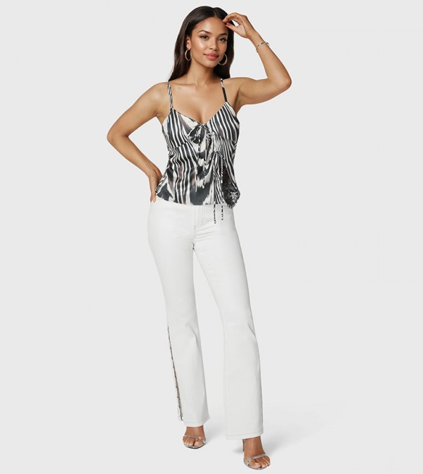 Embellished High Waist Flared Jeans