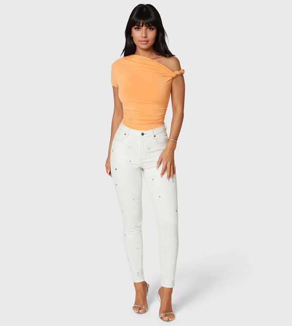 Embellished High Waist Skinny Fit Jeans