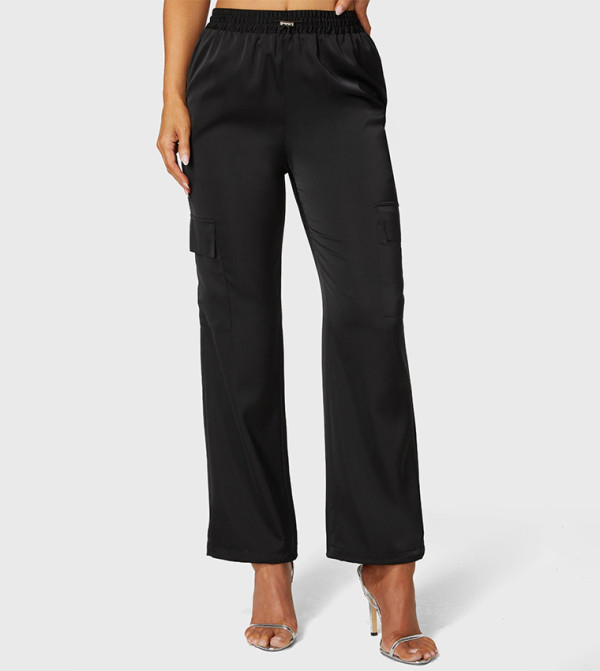 بنطال كارغو ساتان بخصر مطاطي 