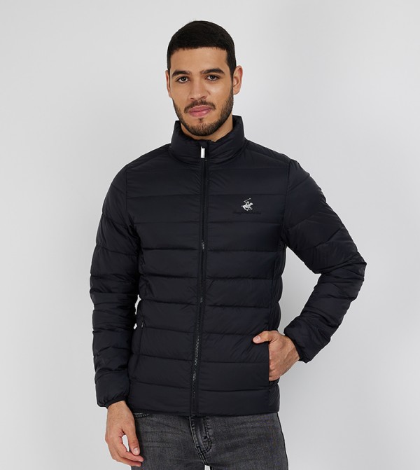 Logo Embroidered Long Sleeves Puffer Jacket