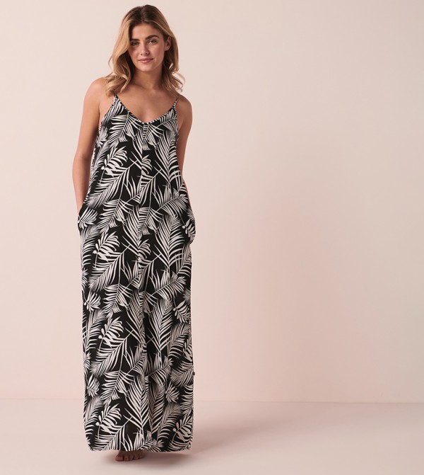 Palm Leaves Printed Maxi Dress