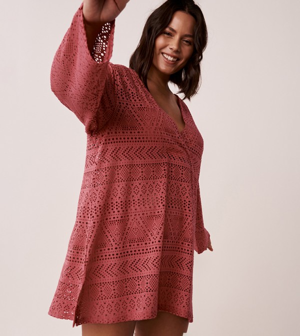 V-Neck Crochet Tunic