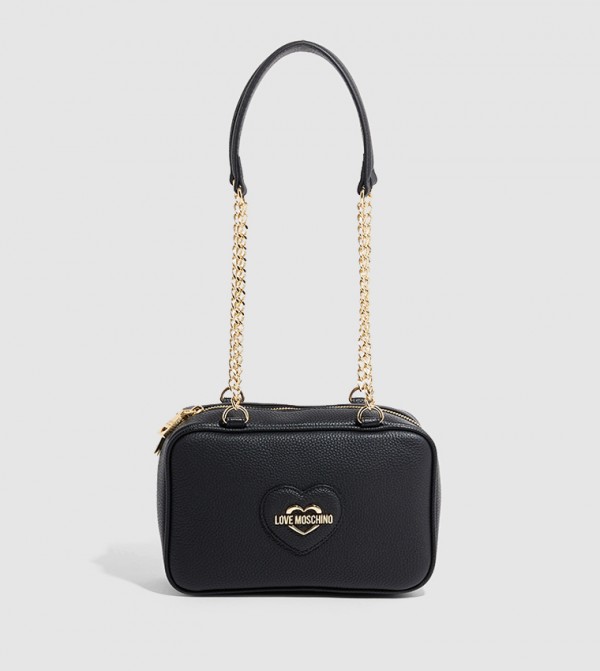 Logo Detail Zippered Shoulder Bag