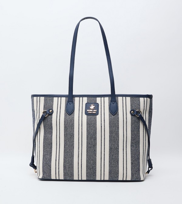 Striped Zippered Tote Bag