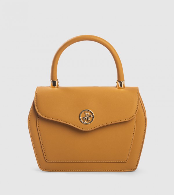 Logo Metal Top Handle Bag