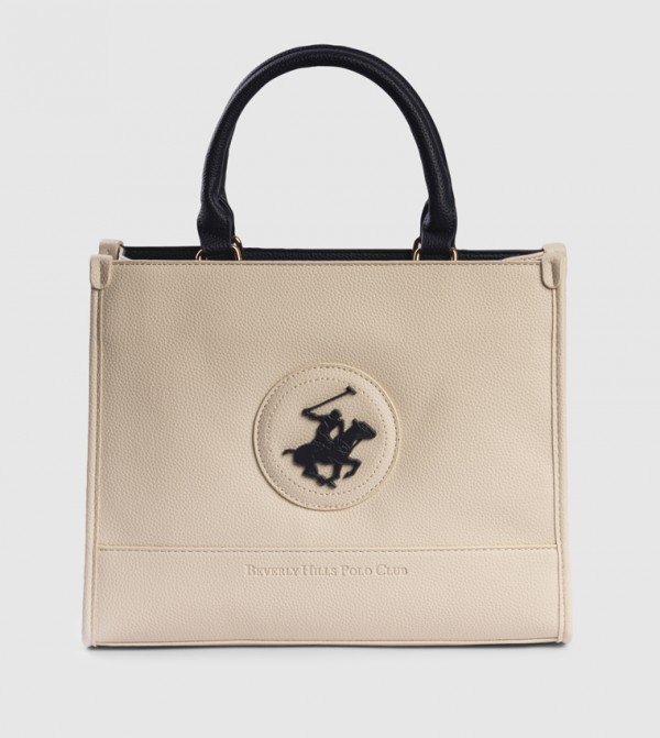 Logo Detail Zippered Tote Bag