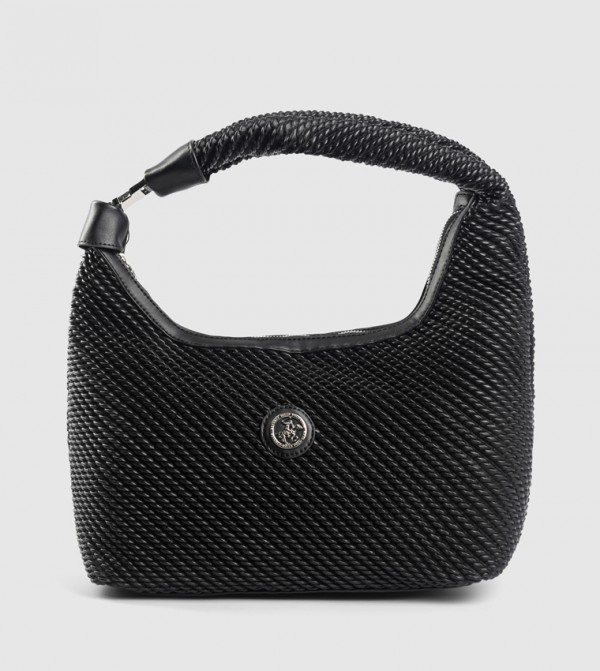 Textured Zippered Shoulder Bag