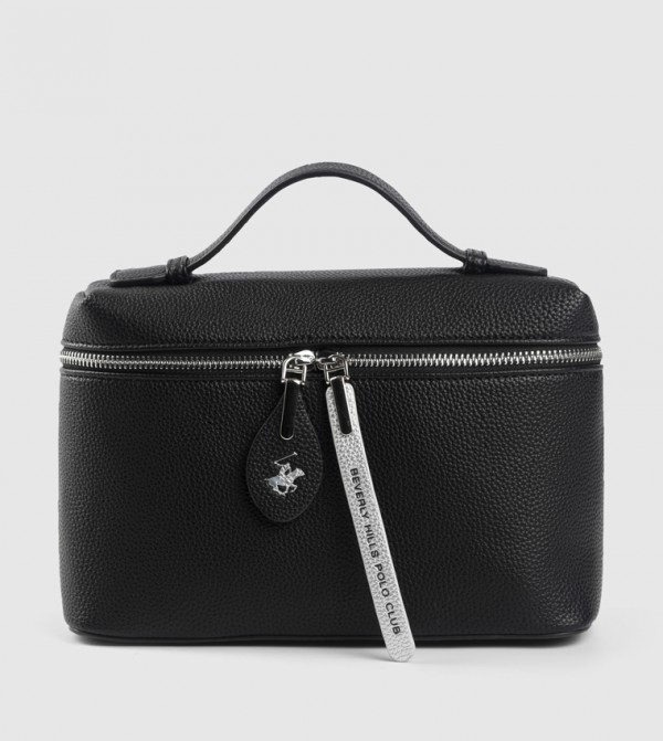 Textured Zippered Top Handle Bag