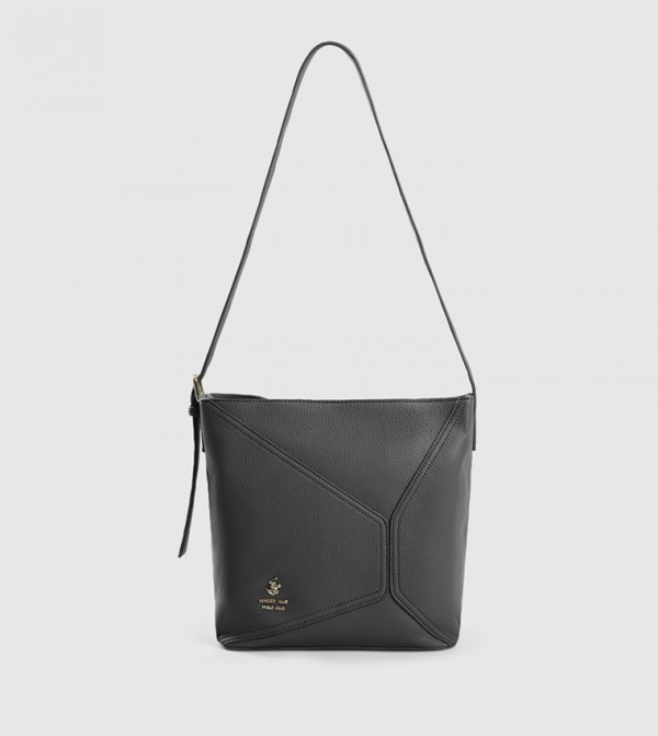 Textured Zippered Shoulder Bag