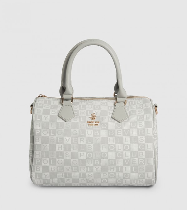 Logo Patterned Satchel Bag